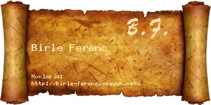 Birle Ferenc névjegykártya