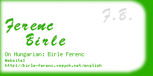 ferenc birle business card